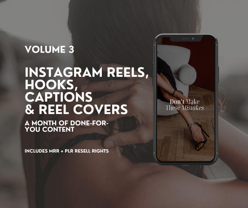 Vol 3: Instagram Reels, Hooks, Captions & Covers | Editable PLR & MRR - Boundless PLR
