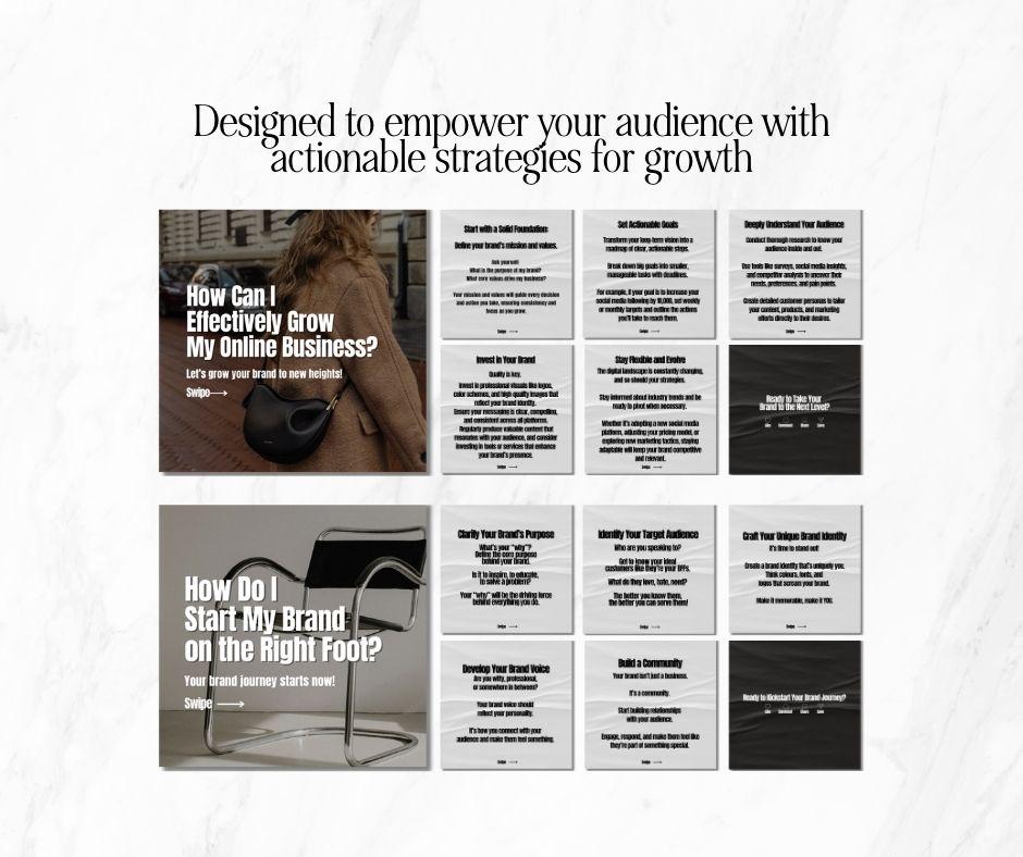 Brand Builder Carousel Pack | Editable Canva PLR & MRR Templates - PLR Instagram Templates - Boundless PLR