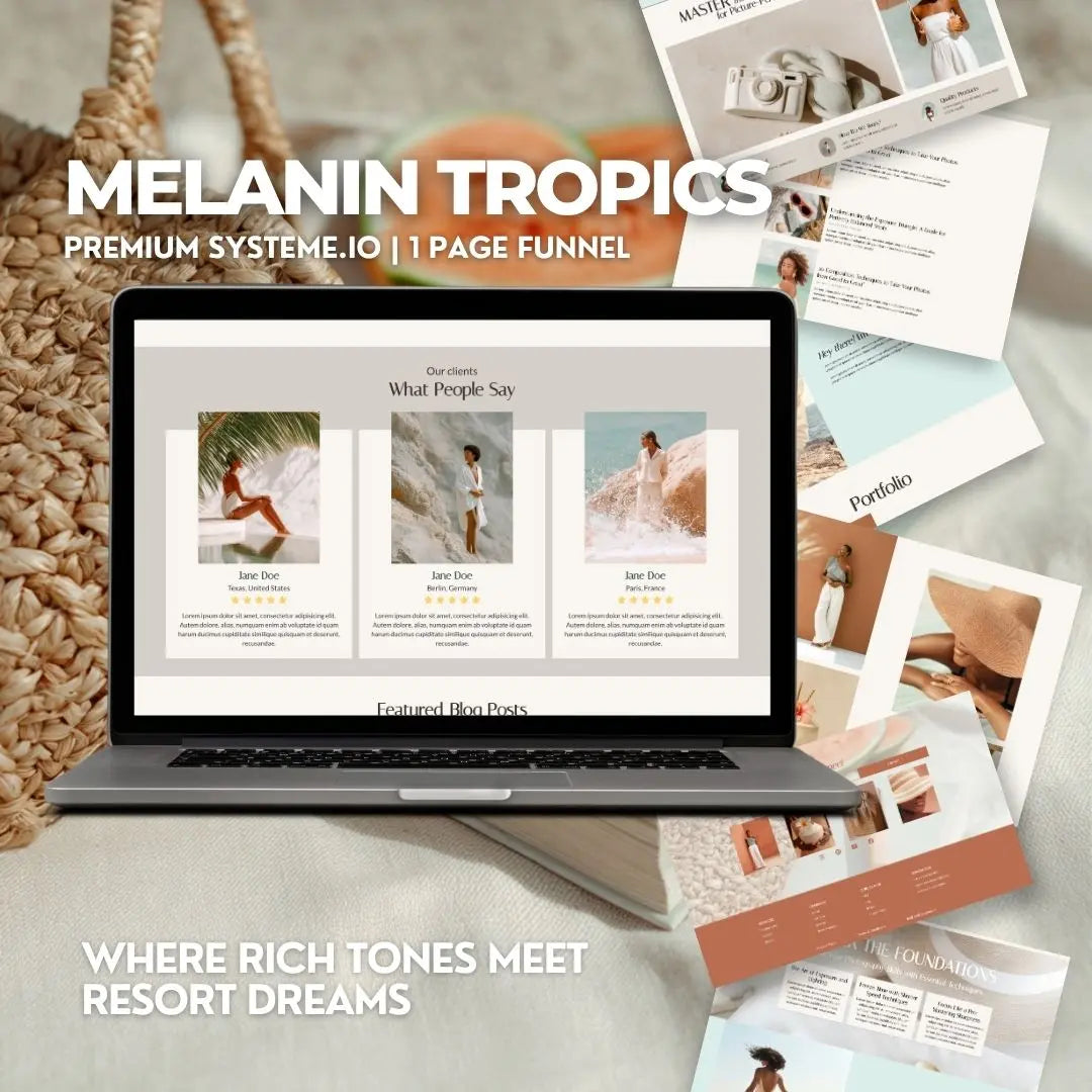 Melanin Tropics Systeme.io Funnel – 1-Page Funnel with MRR & PLR + Bonus Mockups Boundless PLR