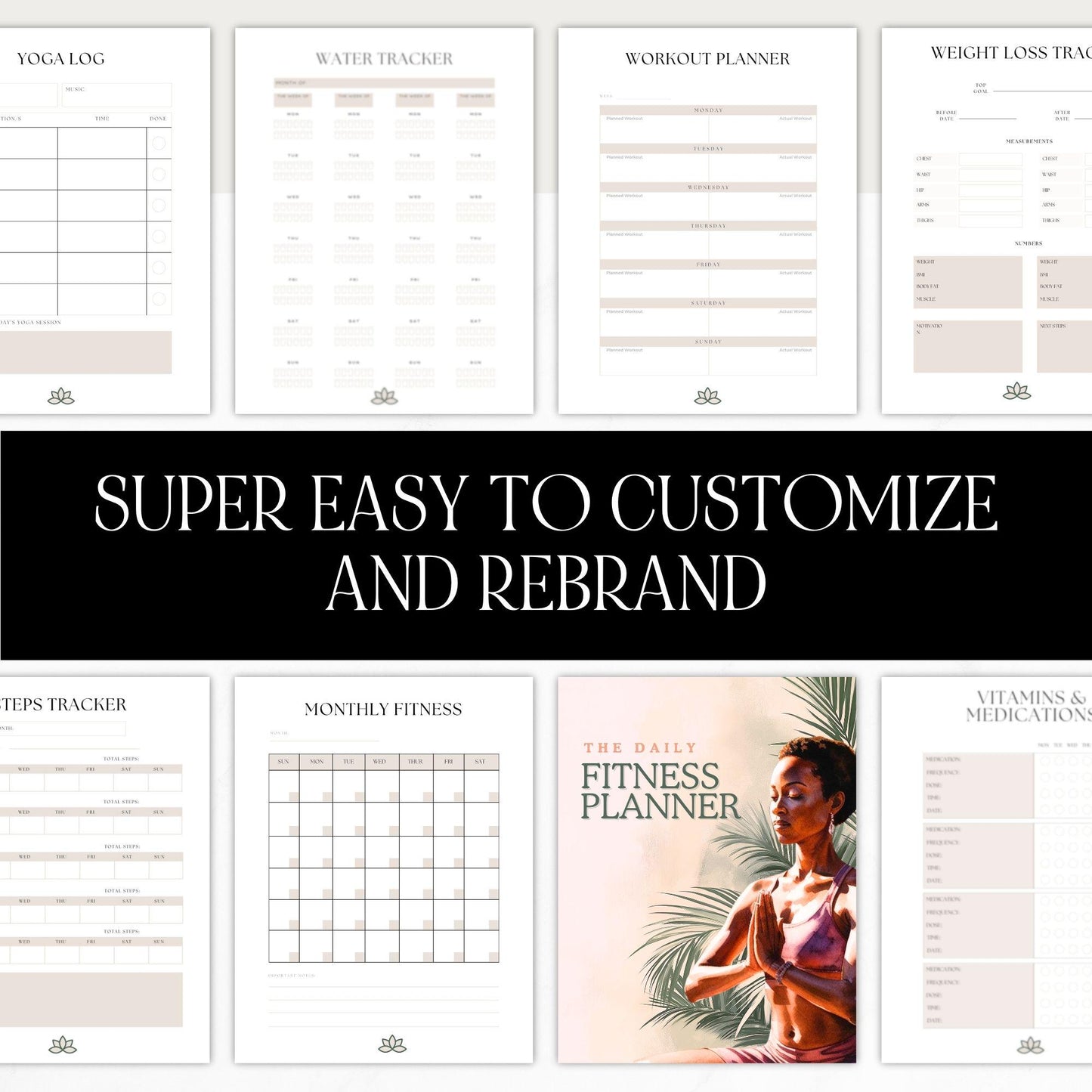 Canva Editable Fitness Planner | PLR & MRR Digital Product