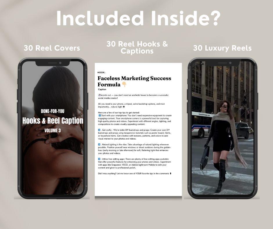 Vol 3: Instagram Reels, Hooks, Captions & Covers | Editable PLR & MRR - Boundless PLR