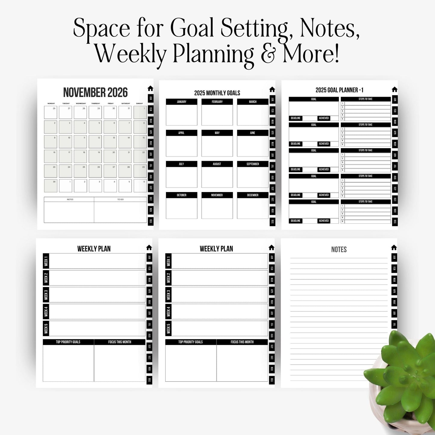 2025–2026 Digital Monthly & Weekly Planner Hyperlinked | Canva Editable | PLR & MRR Included Boundless PLR