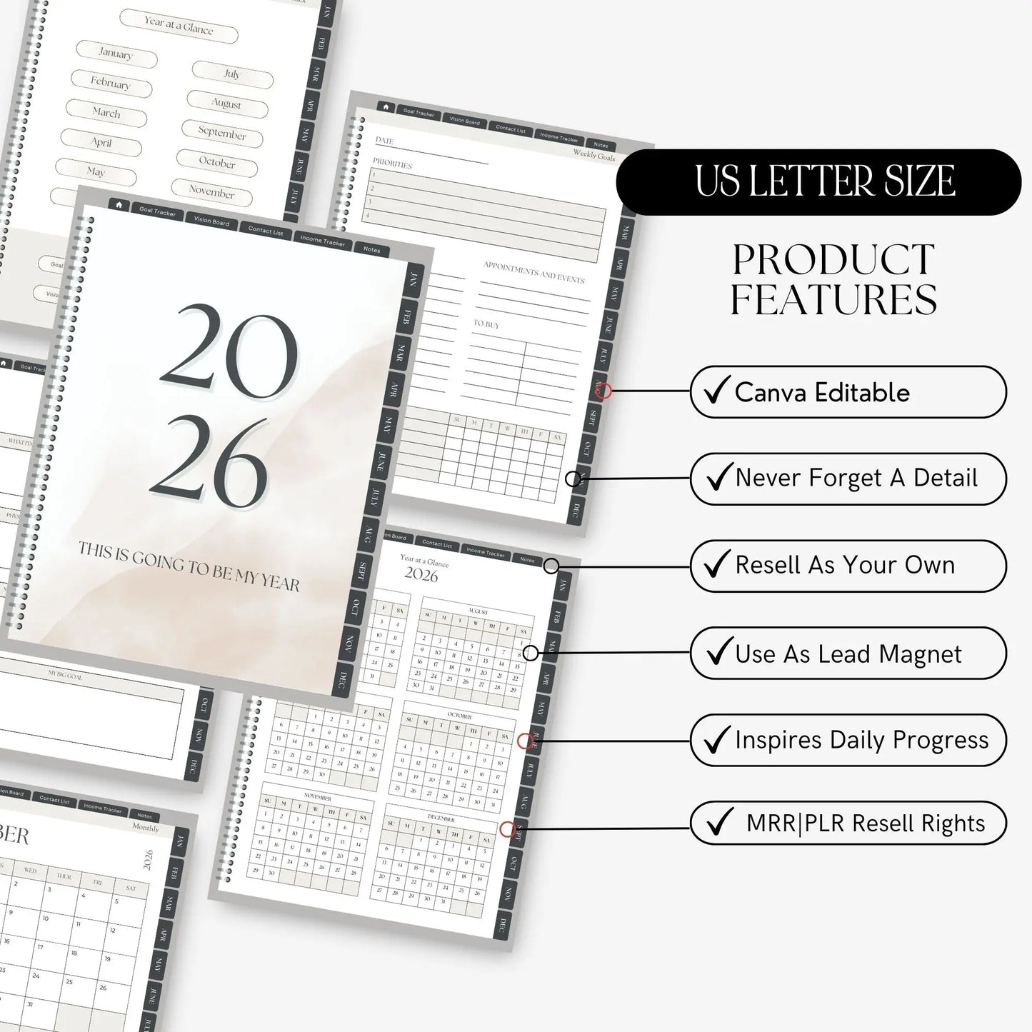 2026 Digital Planner Hyperlinked | Canva Editable with MRR + PLR Resell Rights Boundless PLR