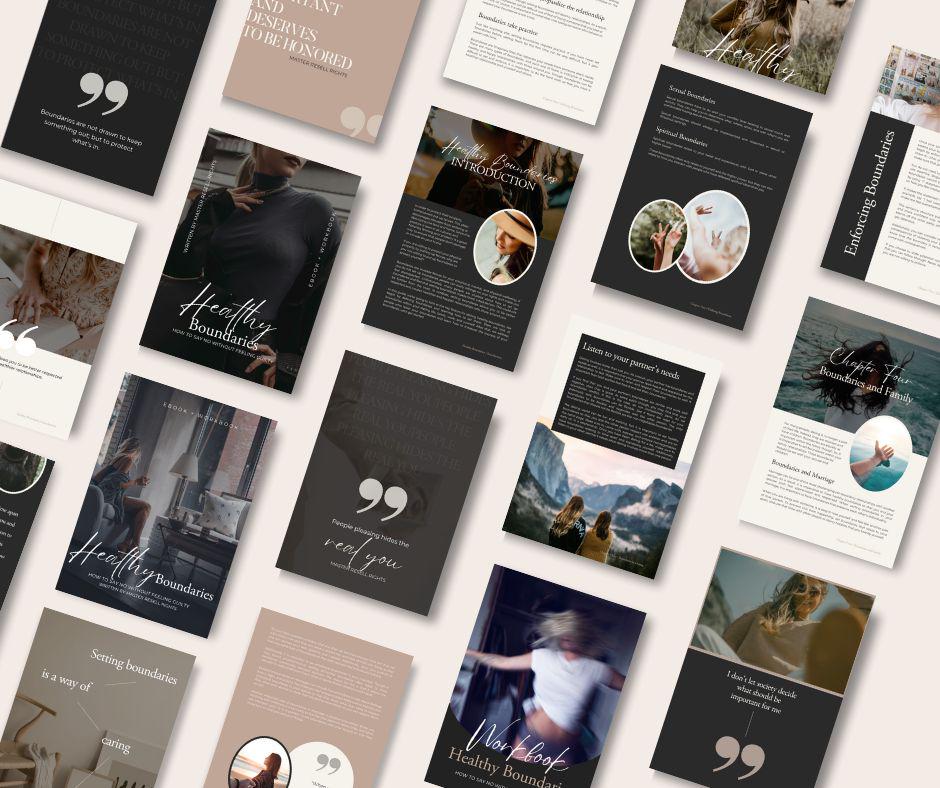 Healthy Boundaries eBook & Workbook | Editable PLR & MRR Bundle - Self Improvement & Mindset - Canva Template - Boundless PLR