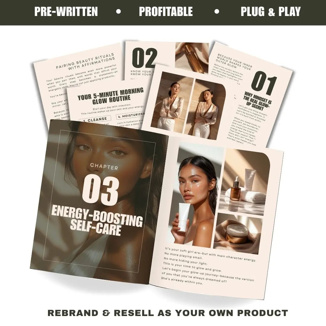 The Glow Up Guide – Canva-Editable Ebook (PLR & MRR Rights) Boundless PLR