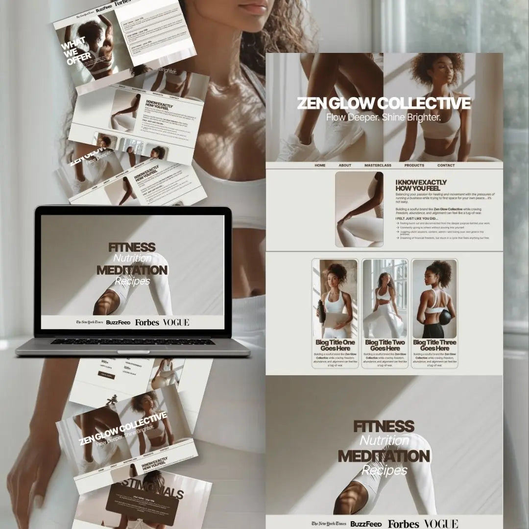 System.io Sales Funnel, Zen Glow Collective Systeme.io Website – Wellness Funnel with MRR, PLR + Bonus Faceless Fitness AI Stock Images Boundless PLR