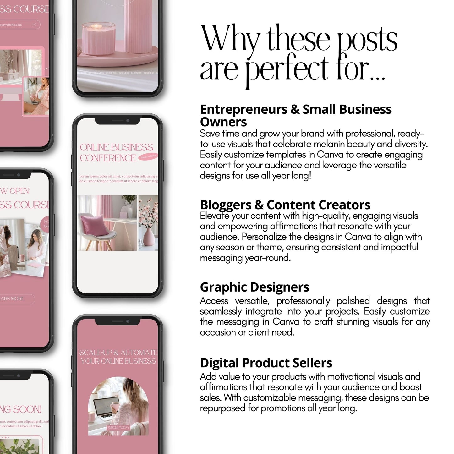 Pink Aesthetic Instagram Templates: 100 Posts and Stories with MRR and PLR Resell Rights - Boundless PLR
