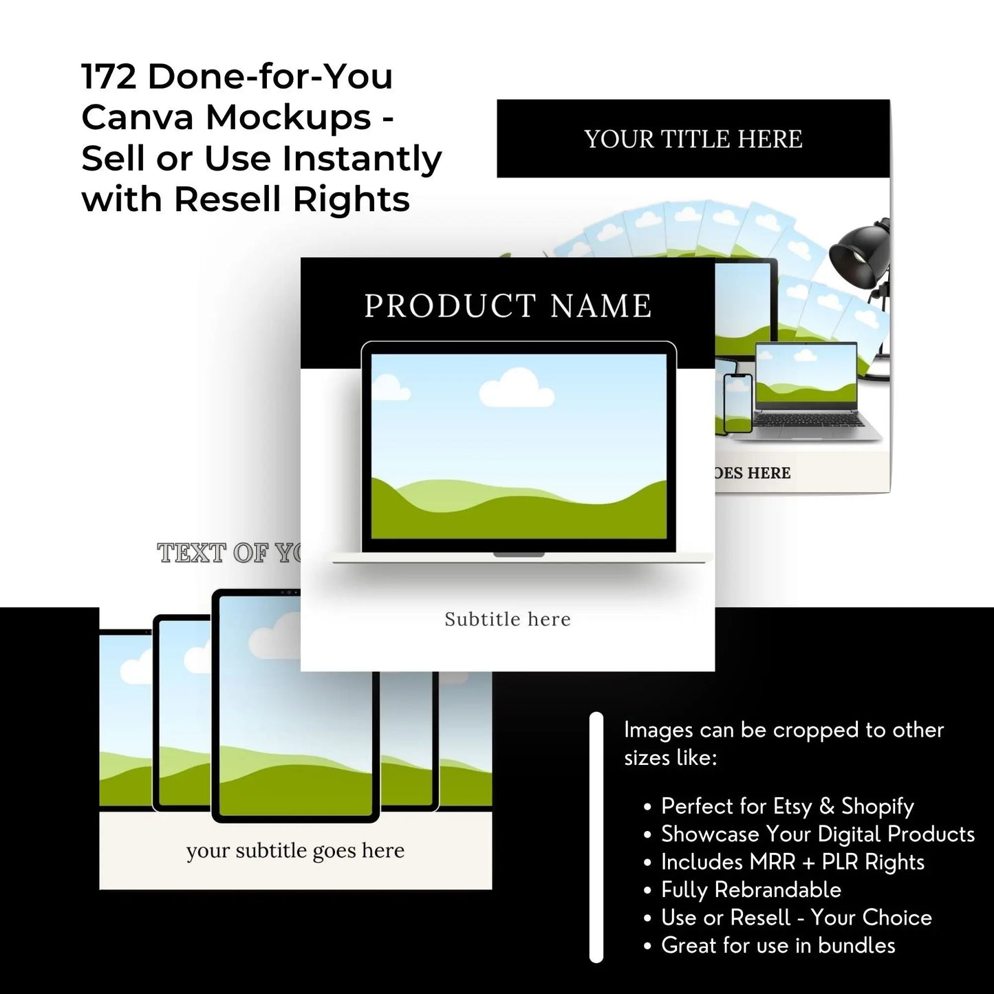 171 Canva Mockup Templates for Digital Products | PLR + MRR Bundle for Etsy & Shopify Sellers Boundless PLR