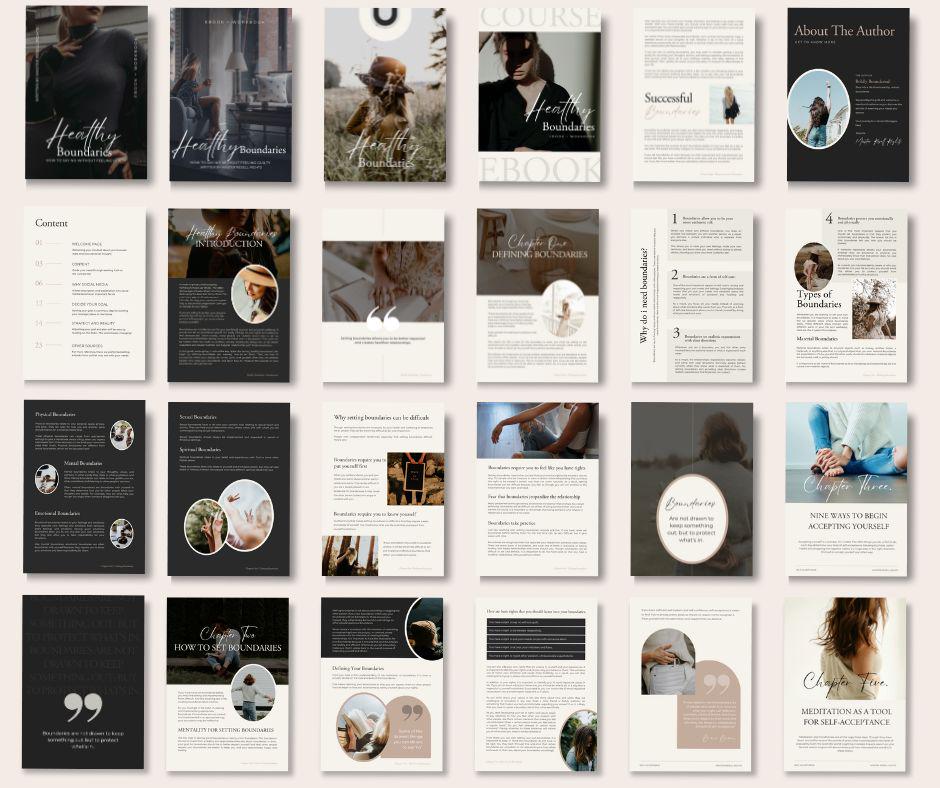 Healthy Boundaries eBook & Workbook | Editable PLR & MRR Bundle - Self Improvement & Mindset - Canva Template - Boundless PLR
