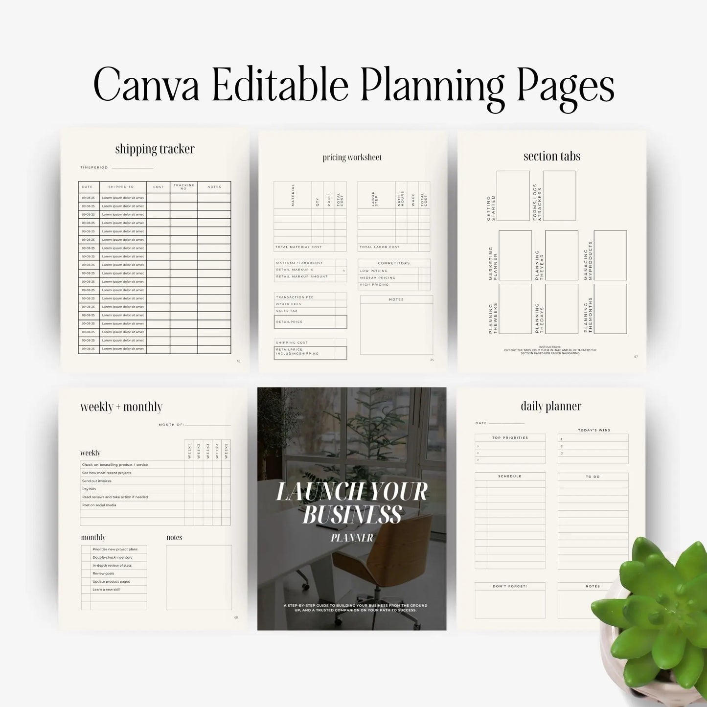 Launch Your Business Planner – Canva Editable (MRR & PLR Rights Included) Boundless PLR