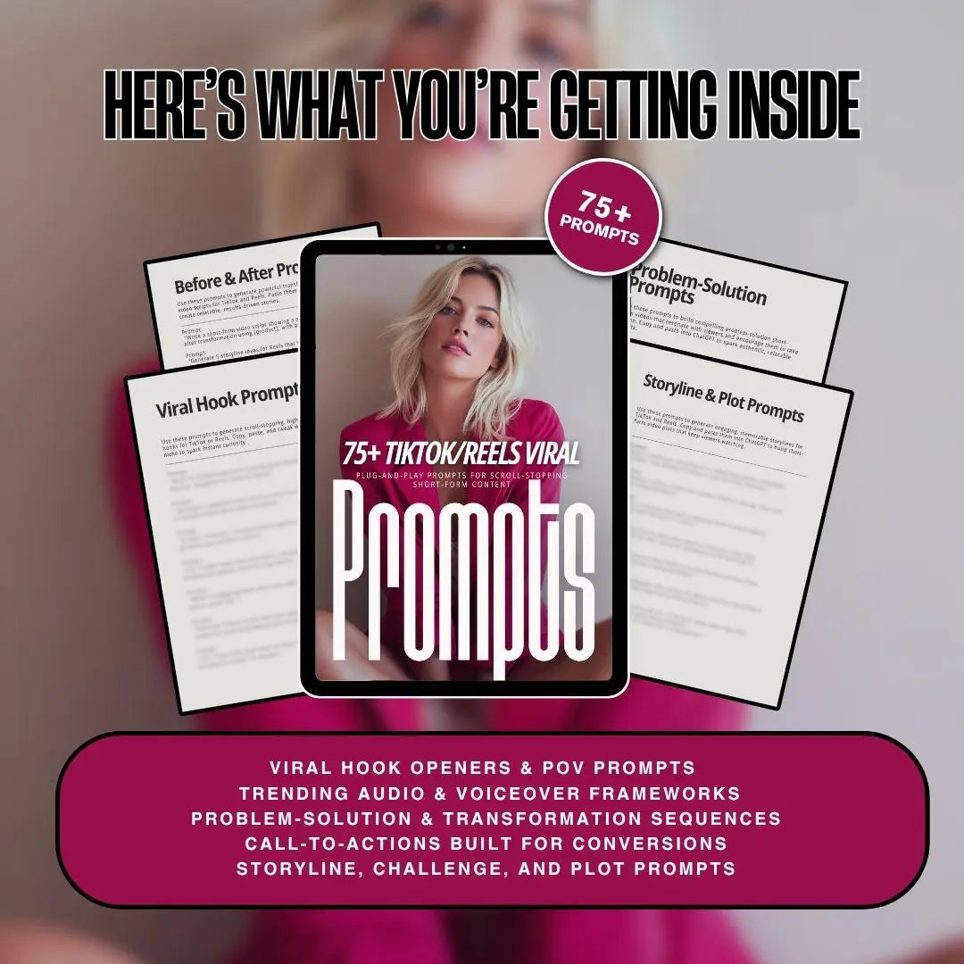 75+ TikTok & Reels Viral AI Prompts Pack – Plug-and-Play Short-Form Content Generator Boundless PLR
