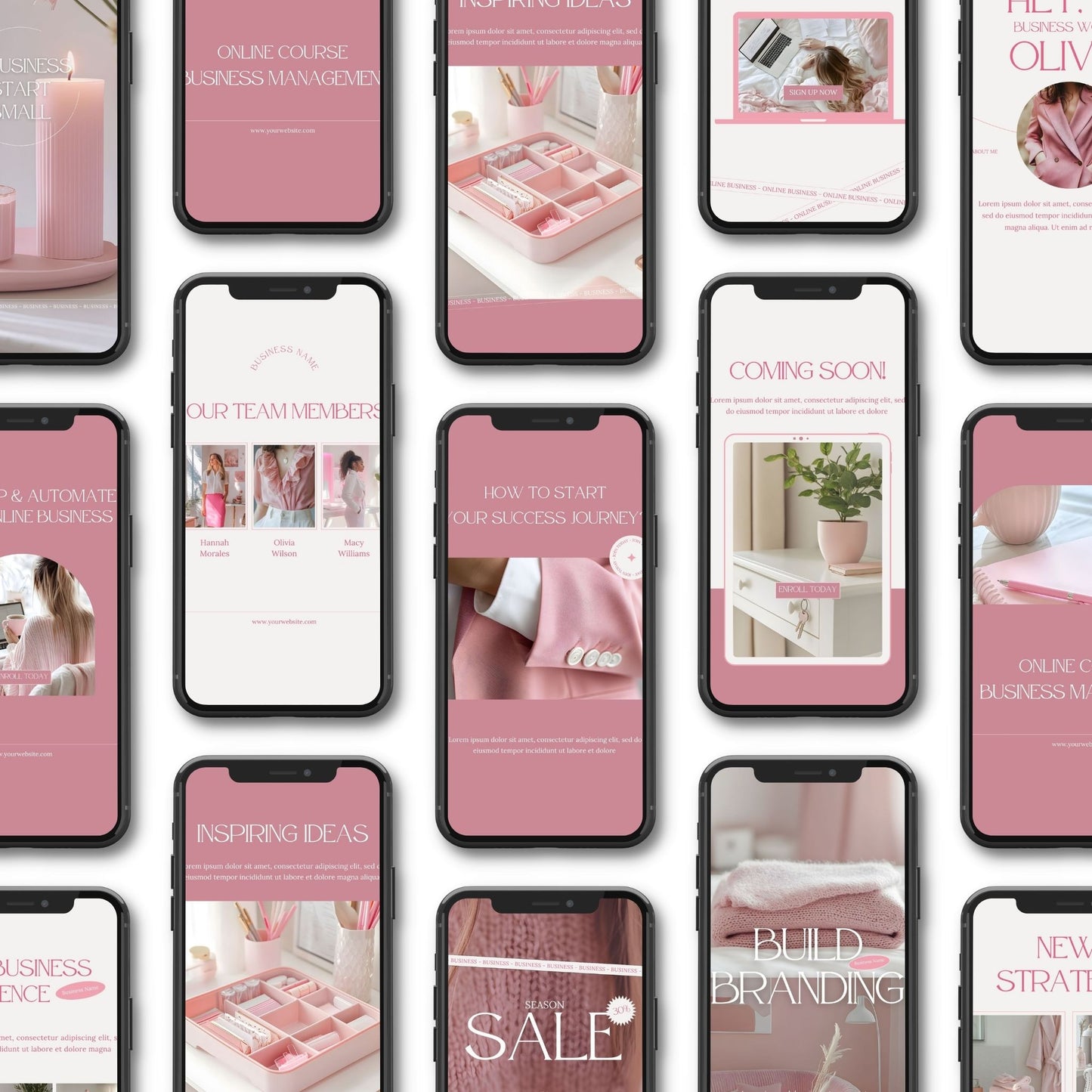 Pink Aesthetic Instagram Templates: 100 Posts and Stories with MRR and PLR Resell Rights