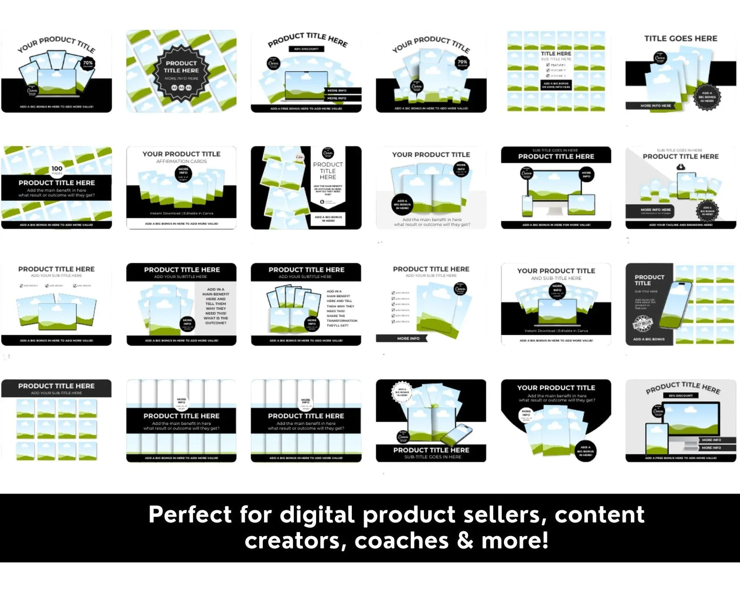 100 Canva Editable Etsy Listing Thumbnail Mockups + Bonus Pinterest Strategy Guide (MRR & PLR) Boundless PLR