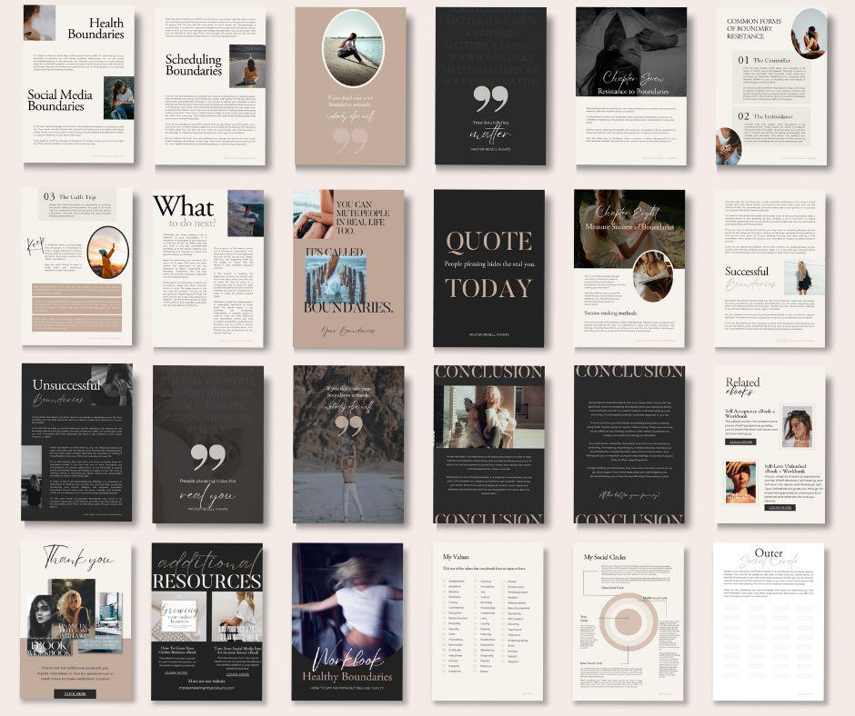 Healthy Boundaries eBook & Workbook | Editable PLR & MRR Bundle - Self Improvement & Mindset - Canva Template - Boundless PLR