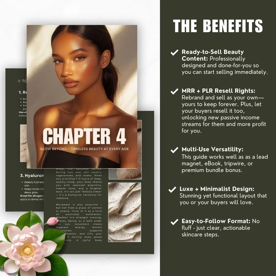 Ageless Beauty Planner | Skincare eBook 52-Week Skincare Ritual Guide | Editable Canva Template with PLR & Resell Rights | Instant Download Boundless PLR