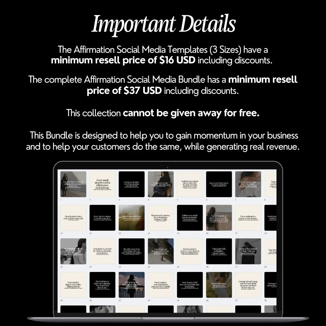 Momentum Mastery Affirmation Bundle, PLR Canva Templates, MRR Affirmation Content for Digital Product Sellers, Entrepreneurs
