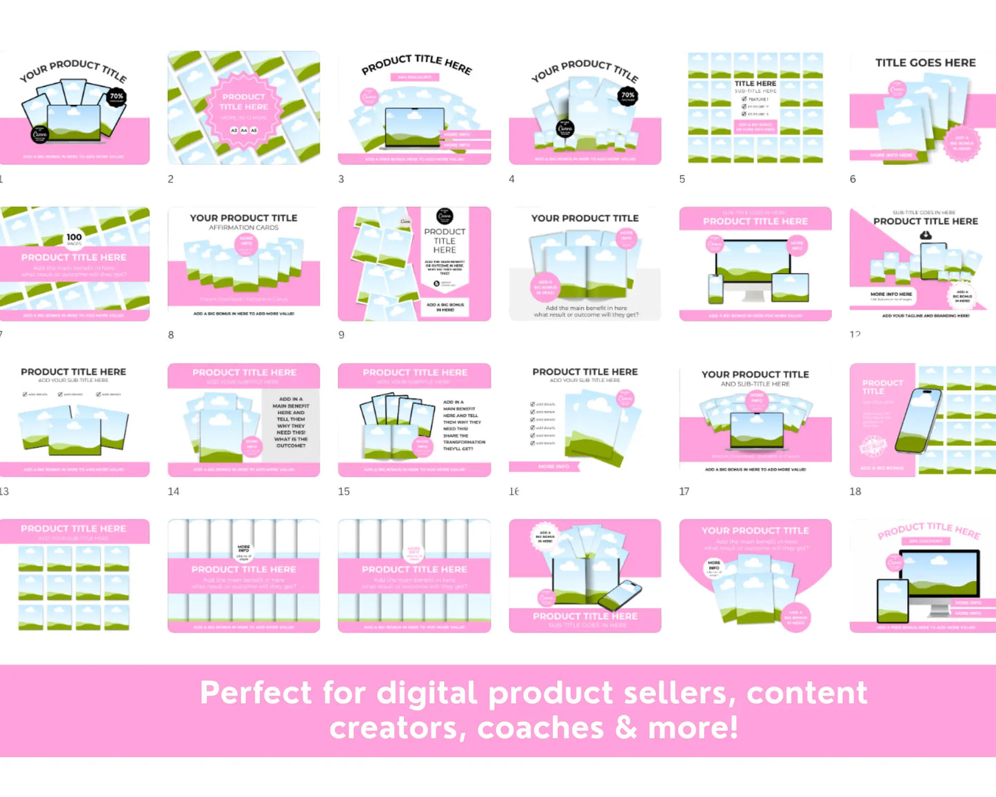 100 Canva Mockup Templates for Printables, Books, Journals, Planners & Digital Products | Editable Etsy Listing Thumbnail Image | MRR & PLR Boundless PLR