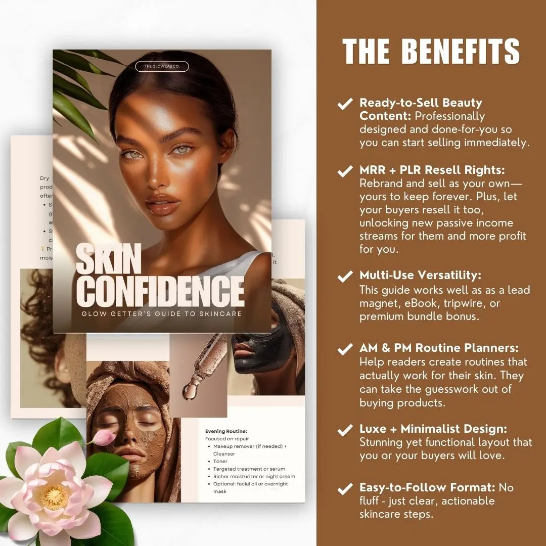 Skincare eBook with PLR & MRR – Editable Canva Template, Beauty Guide, Master Resell Rights, Coach, Creator, Estheticians, Instant Download Boundless PLR