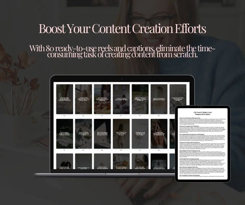 Life & Mindset Reels & Captions – 80 Done-for-You Instagram Posts with MRR + PLR Boundless PLR