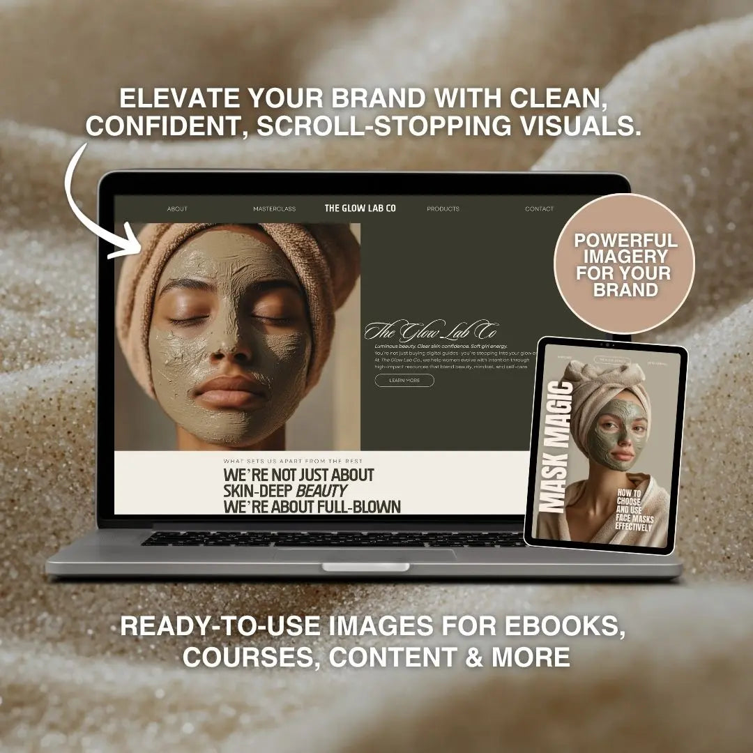 Skincare Mask & Scrub AI Stock Image Bundle with MRR and PLR Resell Rights Boundless PLR