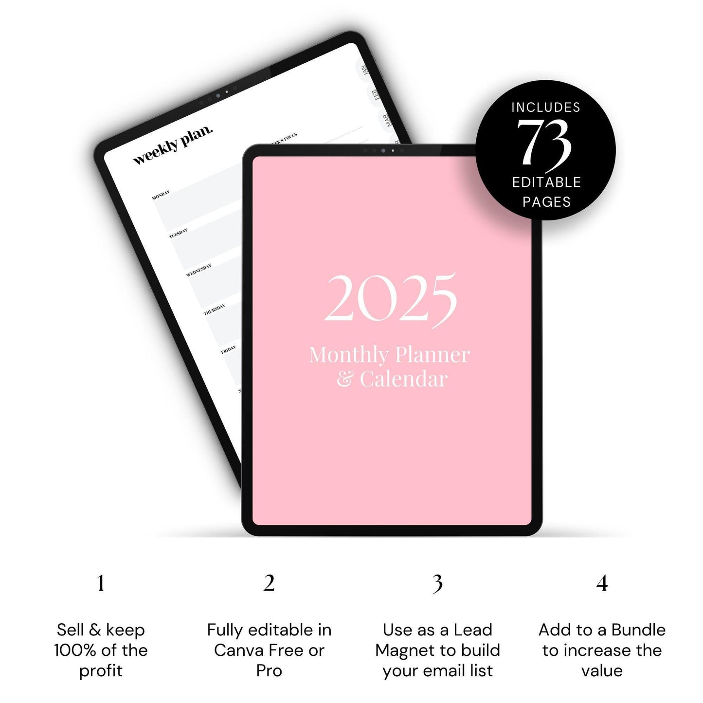 2025 Digital Planner with MRR & PLR Rights | Canva Editable & Hyperlinked