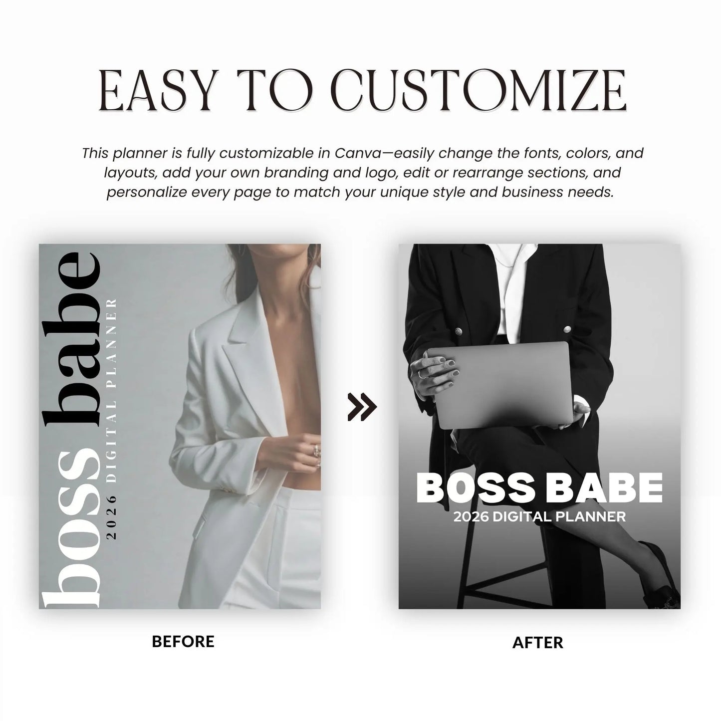 2026 Boss Babe Digital Planner – Canva Editable Template (89 Pages) | PLR + MRR Resell Rights Boundless PLR