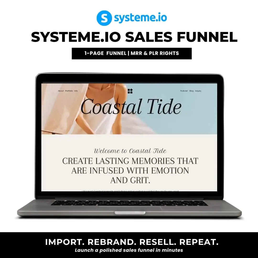 French Bloom Systeme.io Funnel – 1-Page Sales Funnel with MRR & PLR + Canva Mockups Boundless PLR