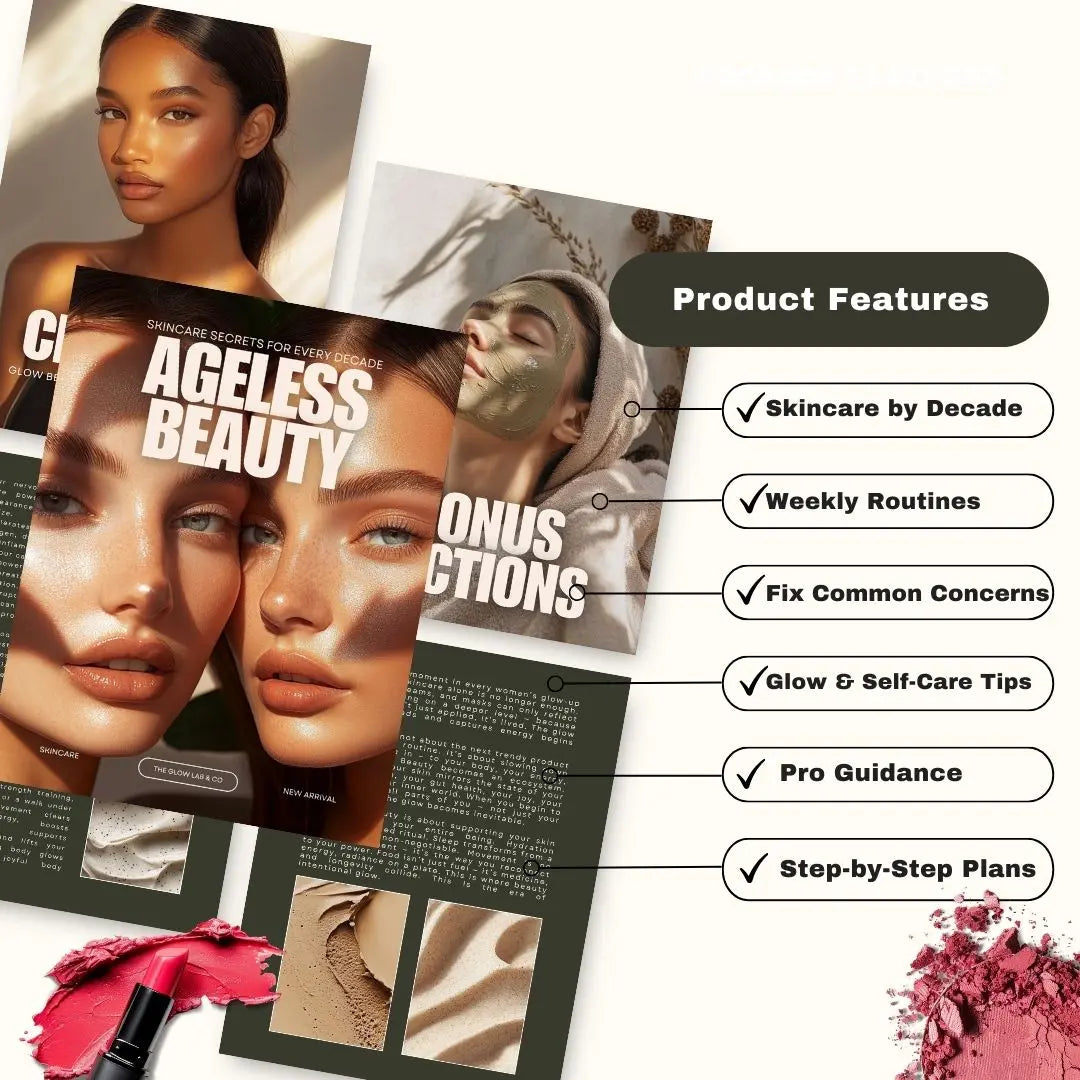 Ageless Beauty Planner | Skincare eBook 52-Week Skincare Ritual Guide | Editable Canva Template with PLR & Resell Rights | Instant Download Boundless PLR
