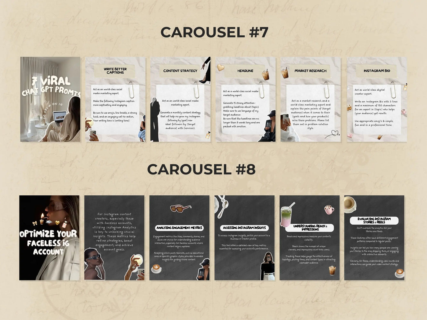 10 Aesthetic Instagram Carousel Templates (Set #2) – Canva Editable with MRR & PLR + Bonus Stickers Boundless PLR