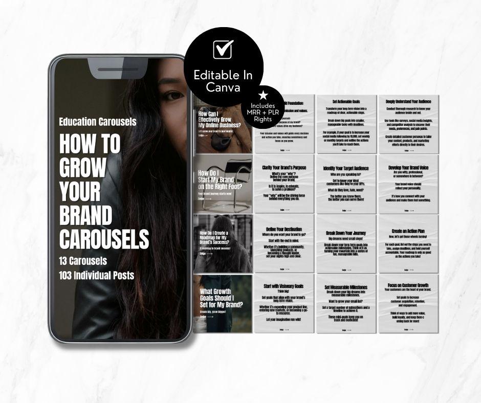 Brand Builder Carousel Pack | Editable Canva PLR & MRR Templates - PLR Instagram Templates - Boundless PLR