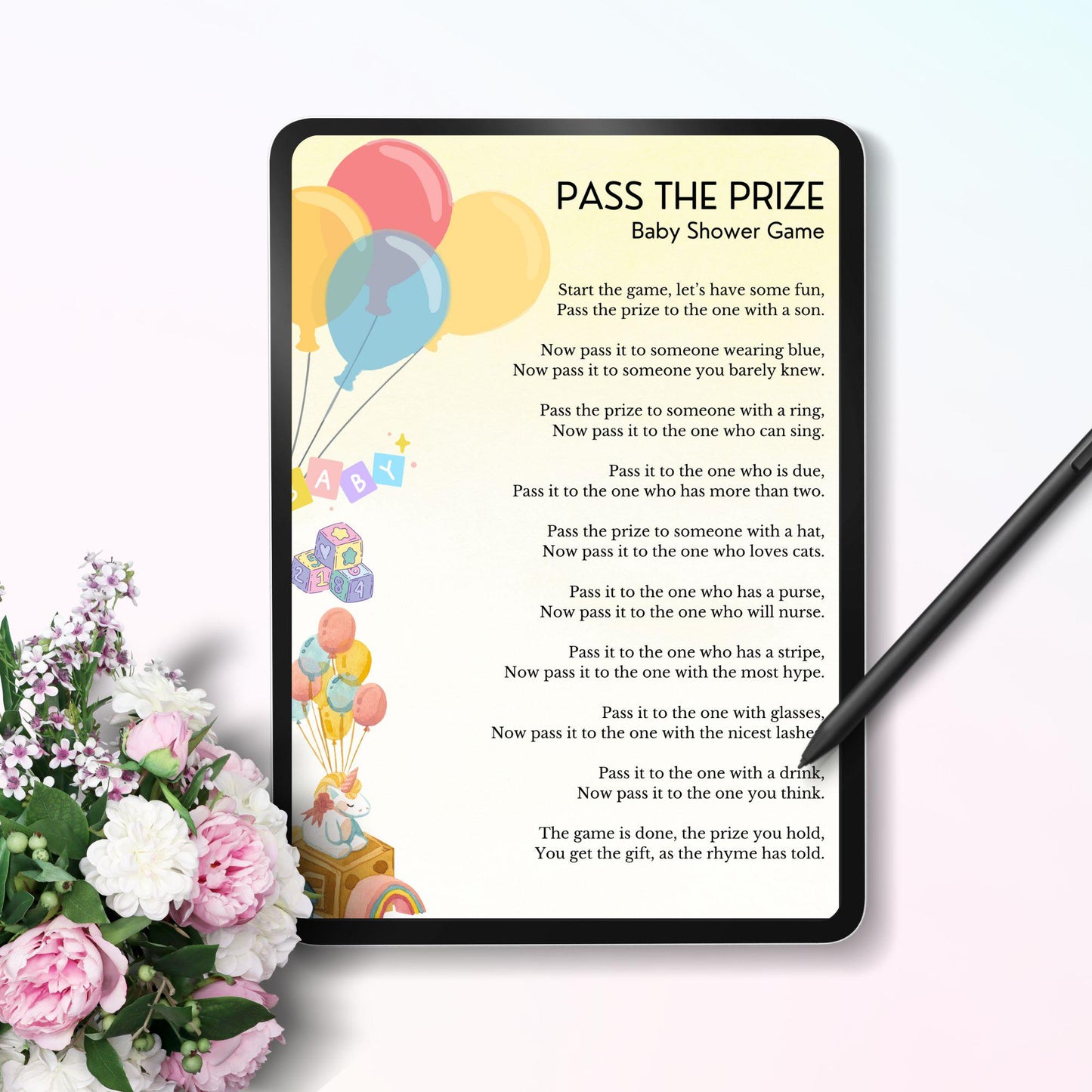 Pass the Prize Baby Shower Game | Editable Canva Template with PLR & MRR