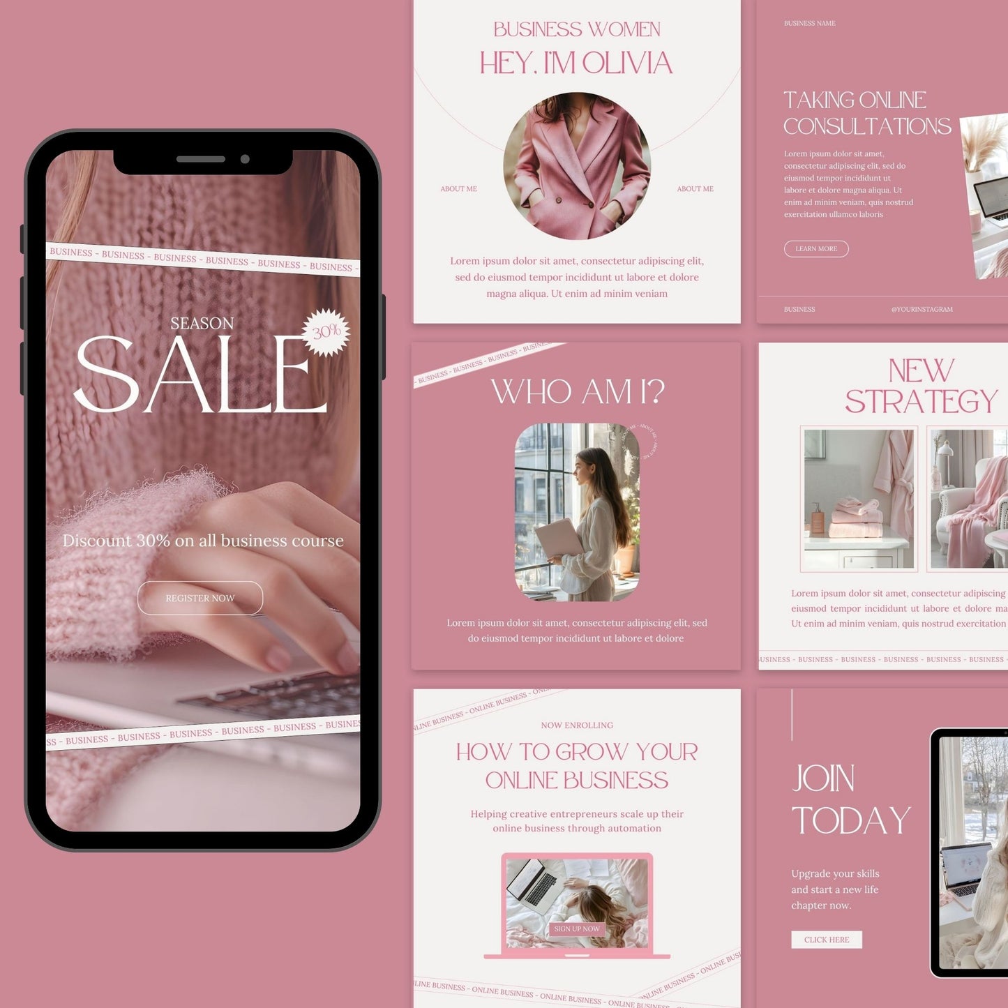 Pink Aesthetic Instagram Templates: 100 Posts and Stories with MRR and PLR Resell Rights - Boundless PLR