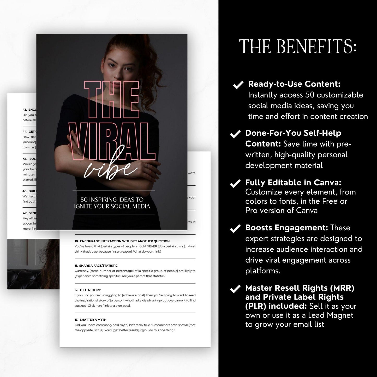 The Viral Vibe: 50 Social Media Strategies | PLR & MRR Digital Guide