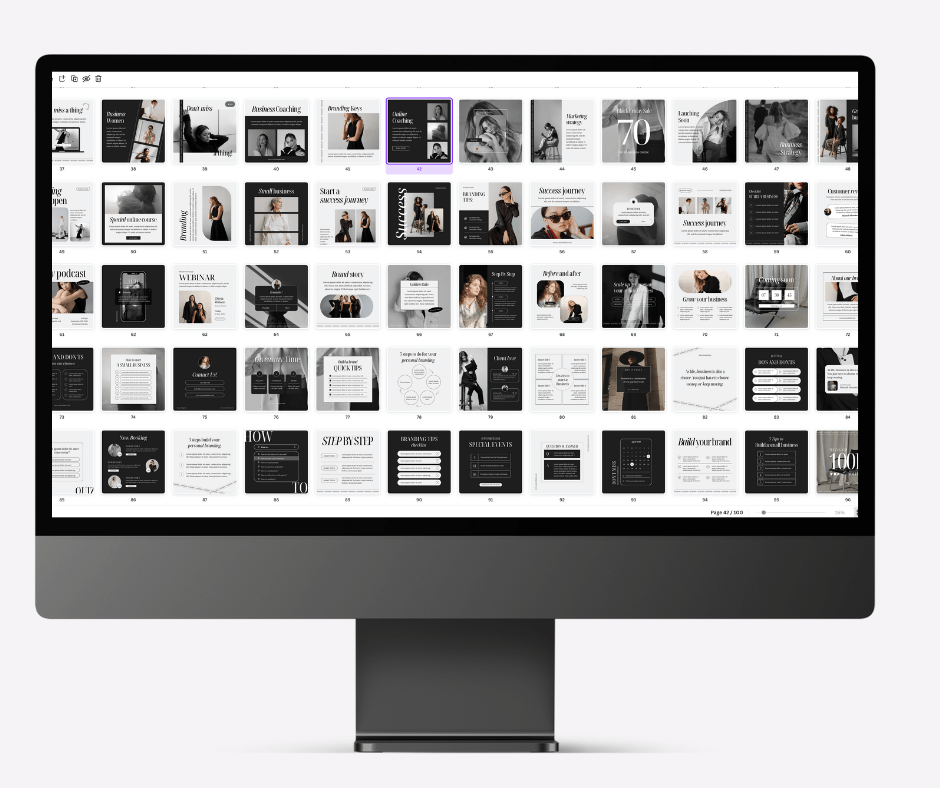 a computer screen with a bunch of black and white images on it