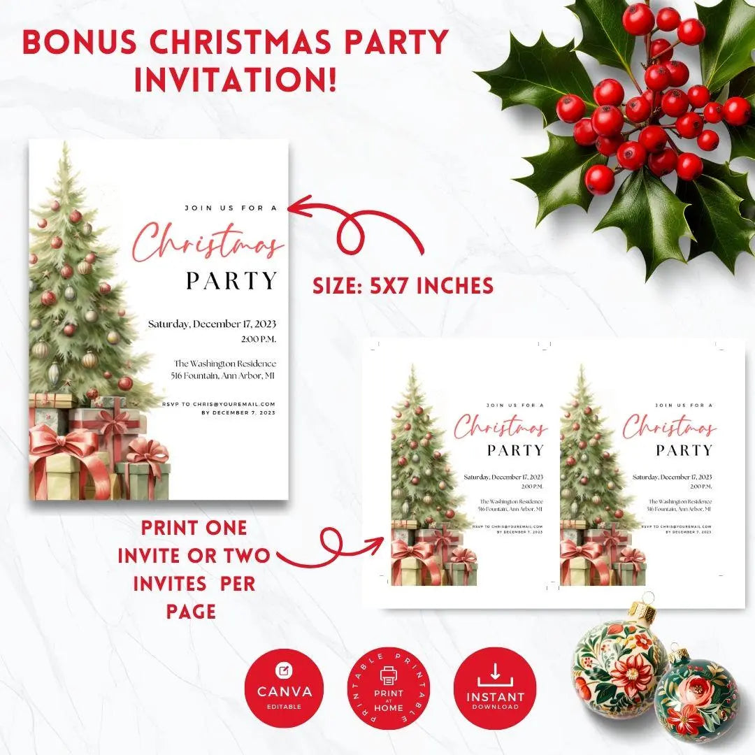 50 Printable Christmas Party Games | PLR & MRR Digital Bundle - Canva Editable Template - Boundless PLR