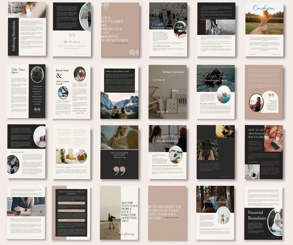 Healthy Boundaries eBook & Workbook | Editable PLR & MRR Bundle - Self Improvement & Mindset - Canva Template - Boundless PLR