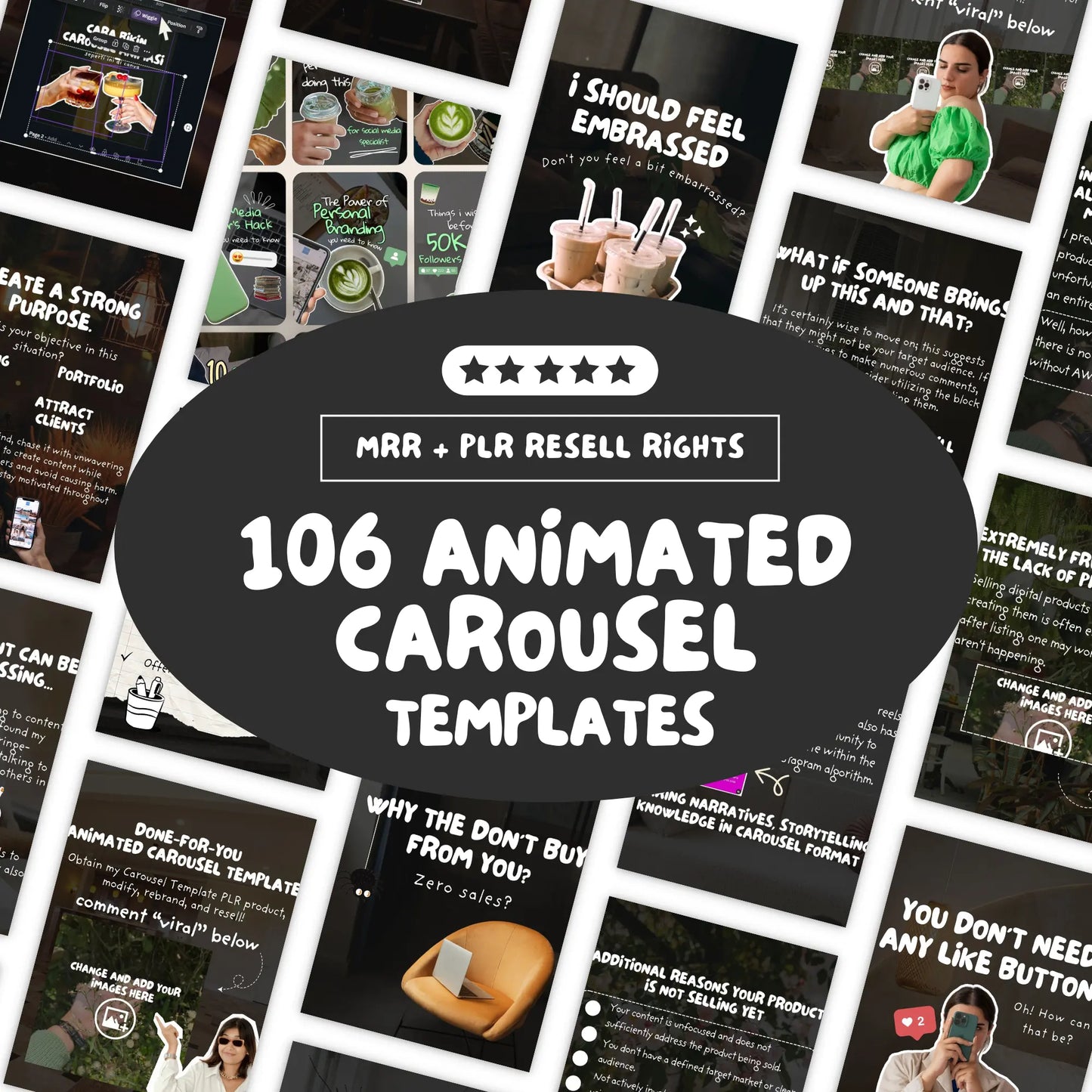 106 Animated Instagram Carousel Canva Templates – Editable with PLR/MRR Resell Rights Boundless PLR