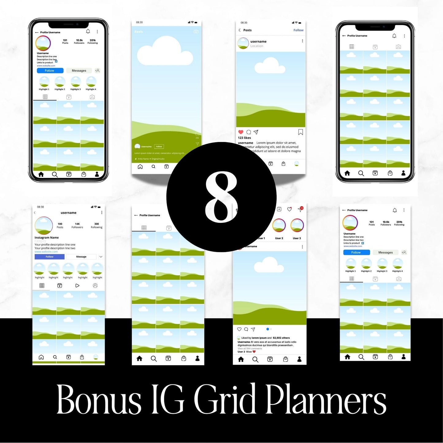 Instagram Templates Canva | Coaching Instagram | 400+ Bonus Stickers & Grid Planners | MRR + PLR Resell Rights Boundless PLR
