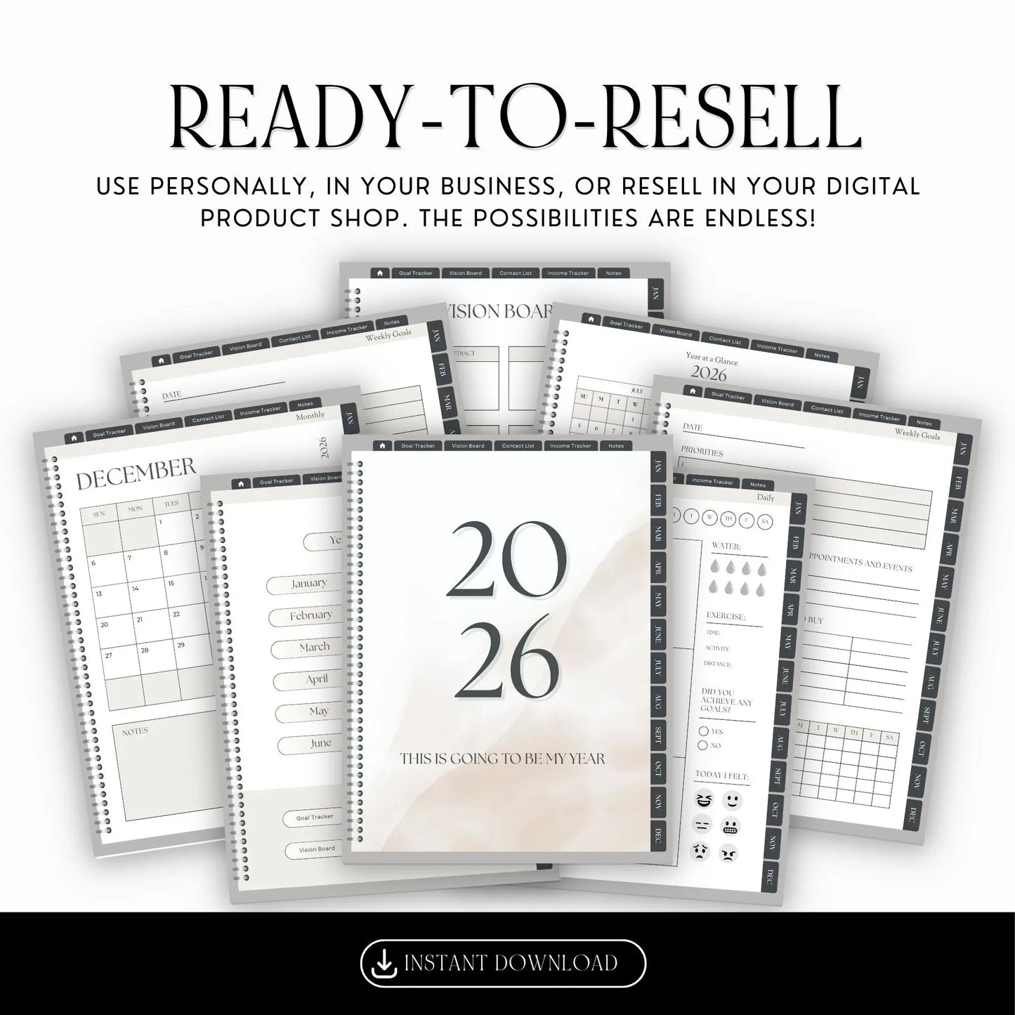 2026 Digital Planner Hyperlinked | Canva Editable with MRR + PLR Resell Rights Boundless PLR