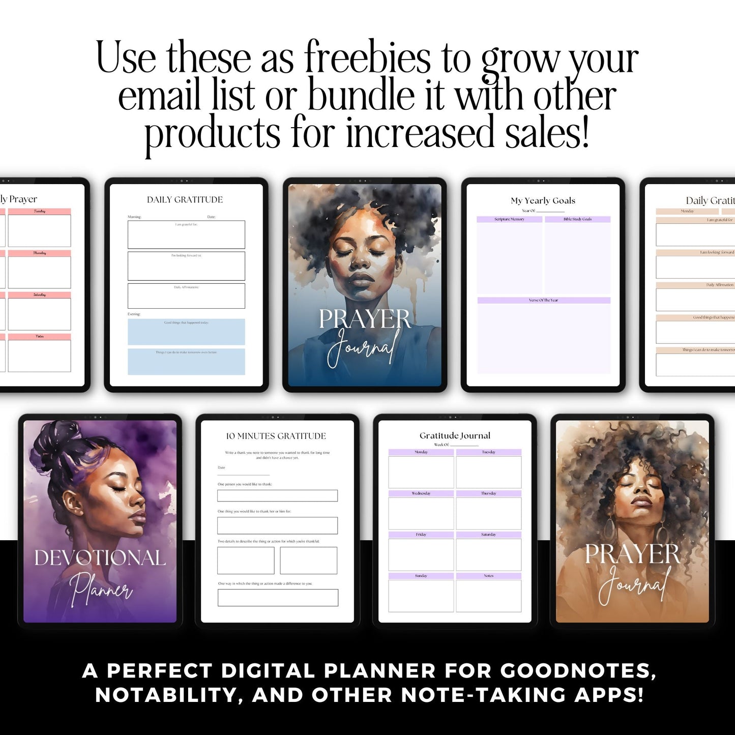 PLR MRR Prayer Journal & Planner Bundle | Black Girl Planner | Resell Rights | Canva Editable Boundless PLR