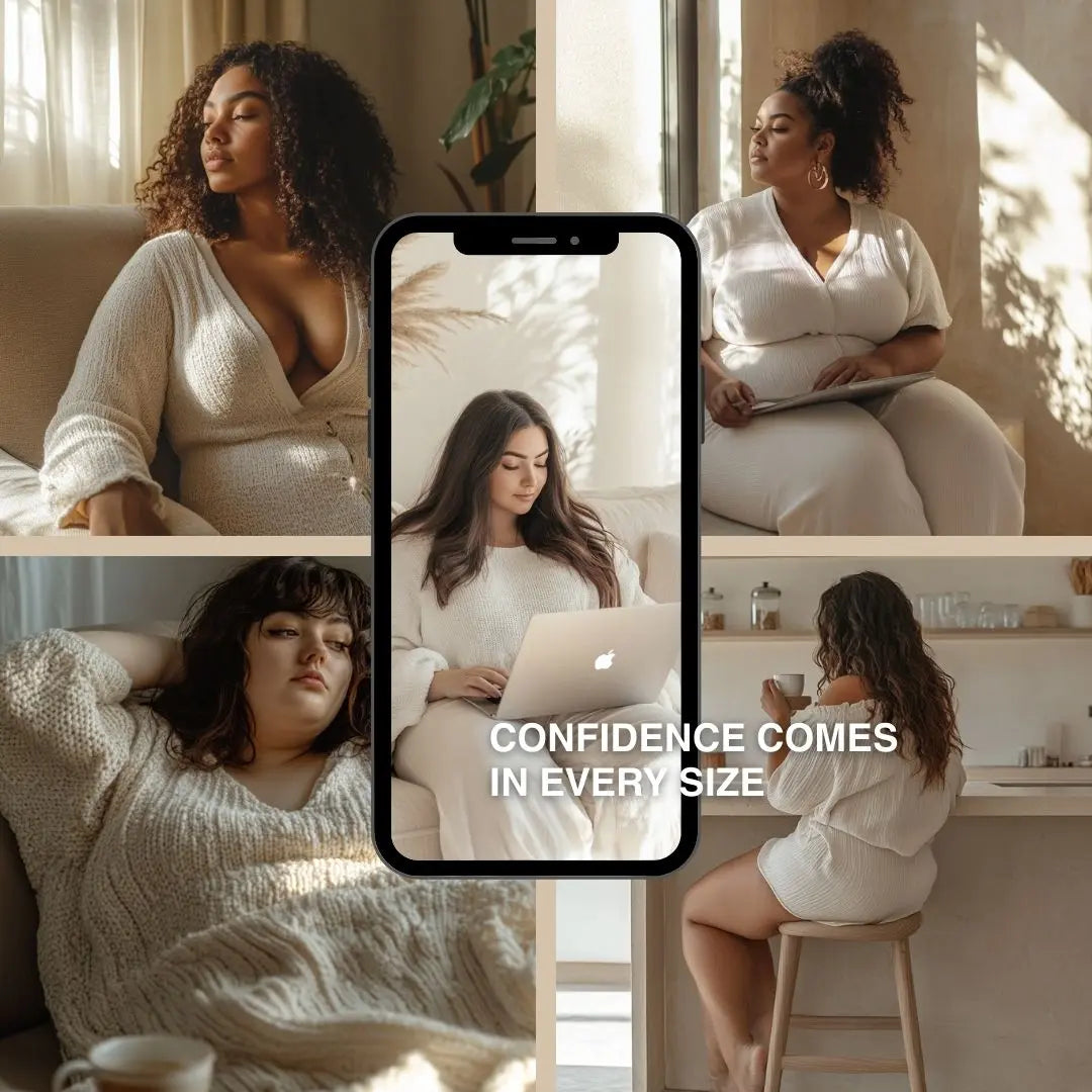 Cozy Plus Size | 50 Body-Positive AI Stock Images for Empowered Brands & Content Creators (MRR & PLR Included) Boundless PLR