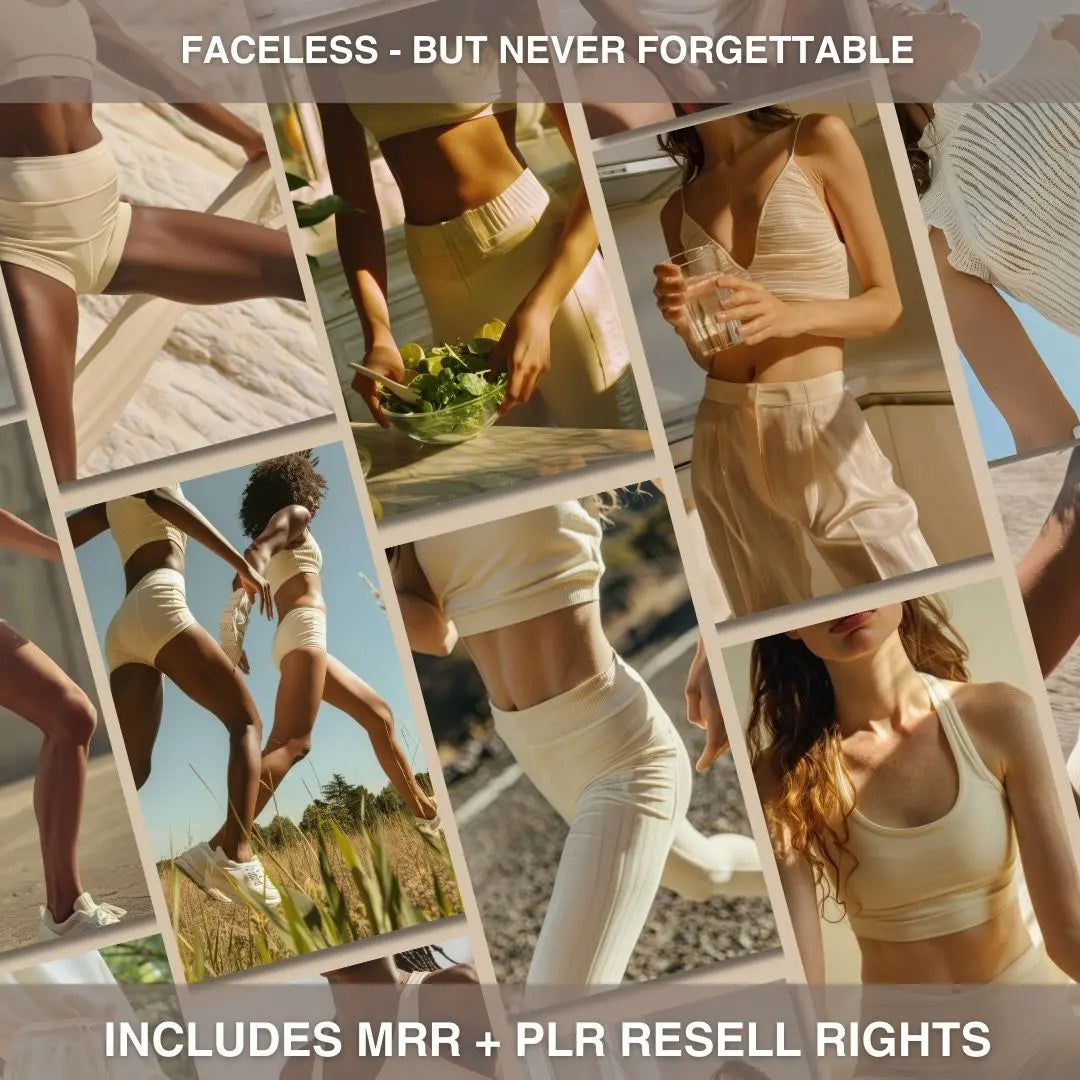 Faceless Fitness | 60+ Aesthetic AI Stock Images for Wellness Creators, Fashion Brands & PLR Sellers (MRR + PLR Included) Boundless PLR