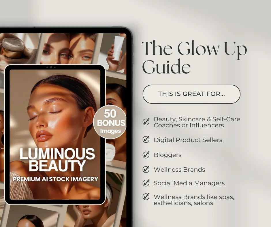 Luminous Beauty – 50 AI Stock Images (PLR & MRR Rights) Boundless PLR