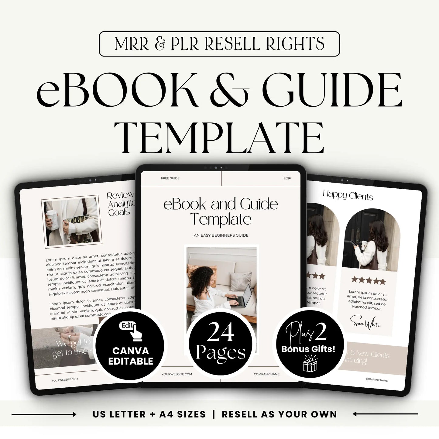 eBook & Guide Template – Canva Editable with MRR & PLR Resell Rights (24 Pages + Bonuses) Boundless PLR
