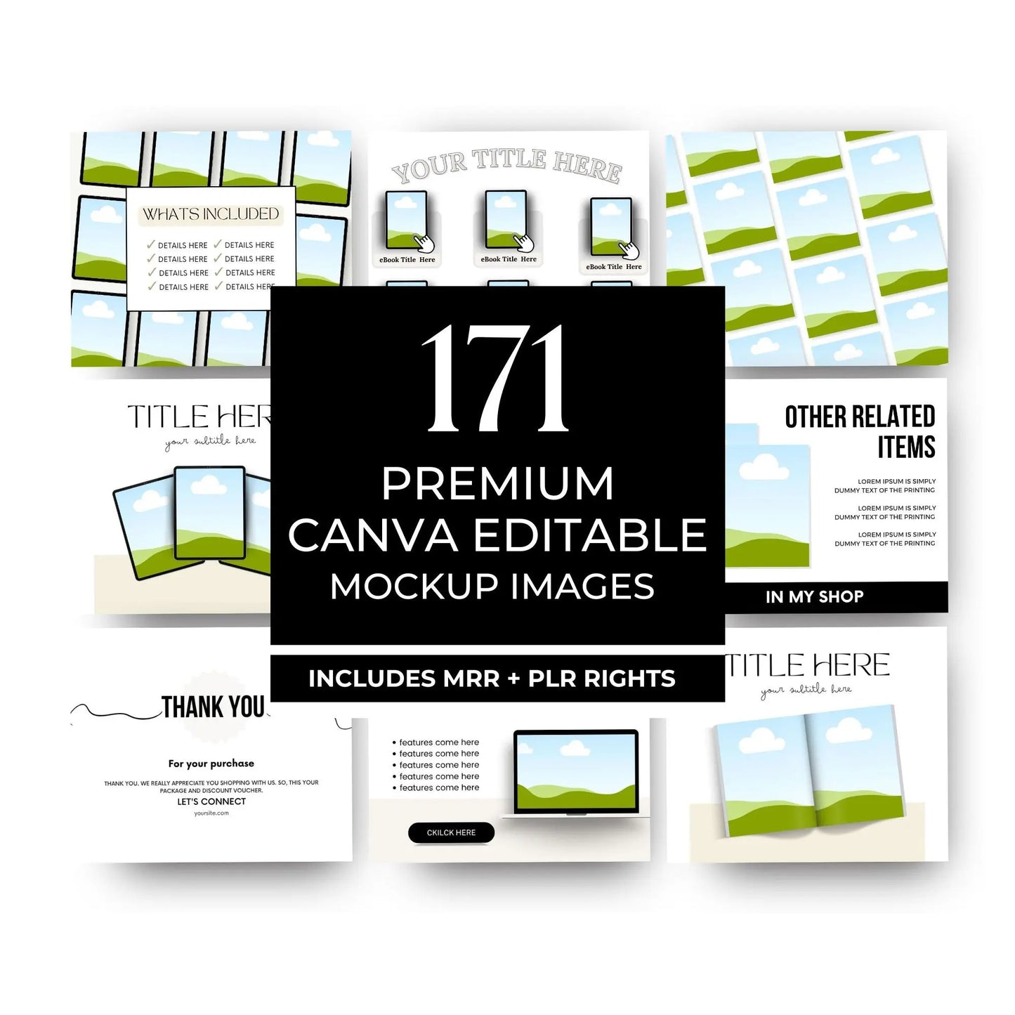 171 Canva Mockup Templates for Digital Products | PLR + MRR Bundle for Etsy & Shopify Sellers Boundless PLR