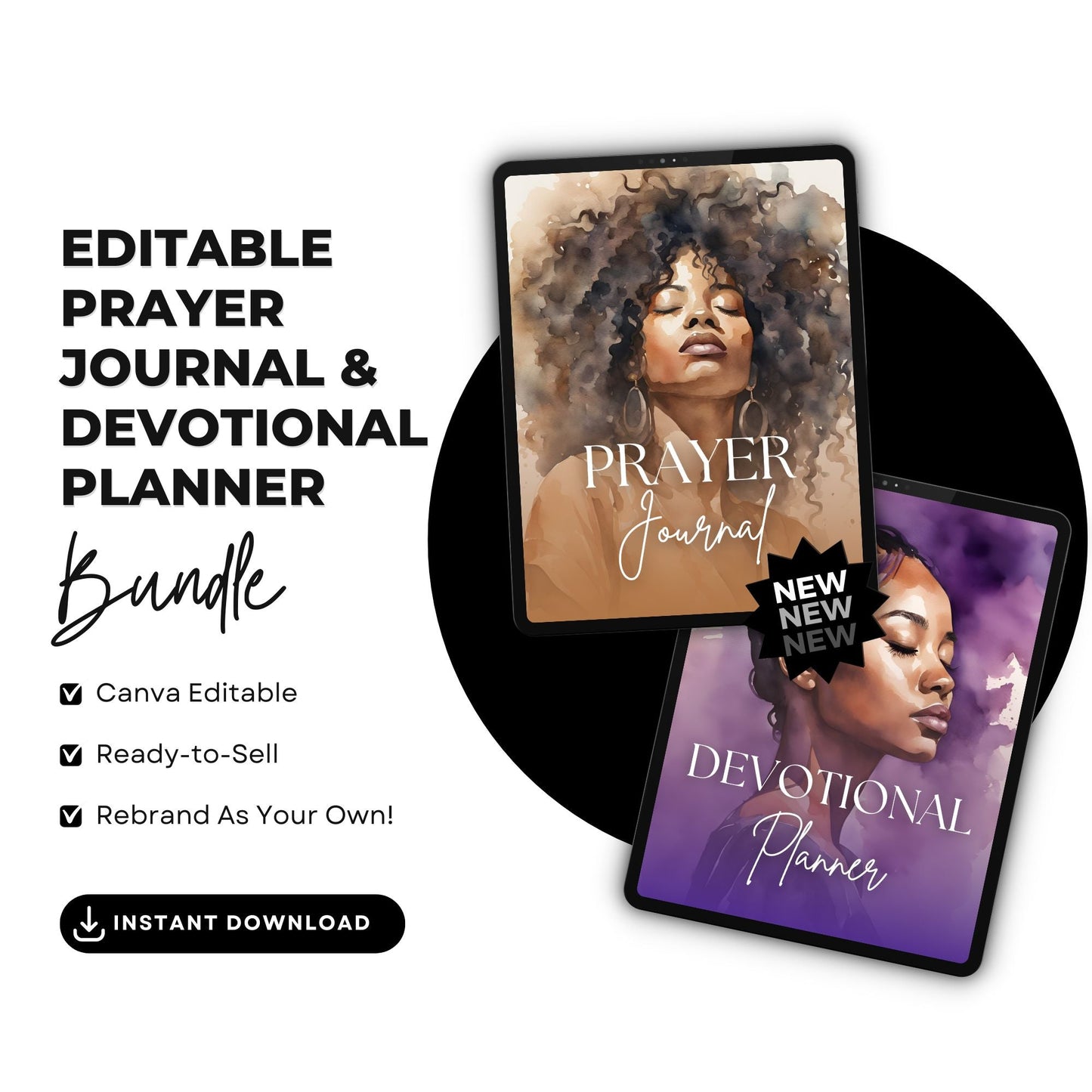 PLR MRR Prayer Journal & Planner Bundle | Black Girl Planner | Resell Rights | Canva Editable Boundless PLR