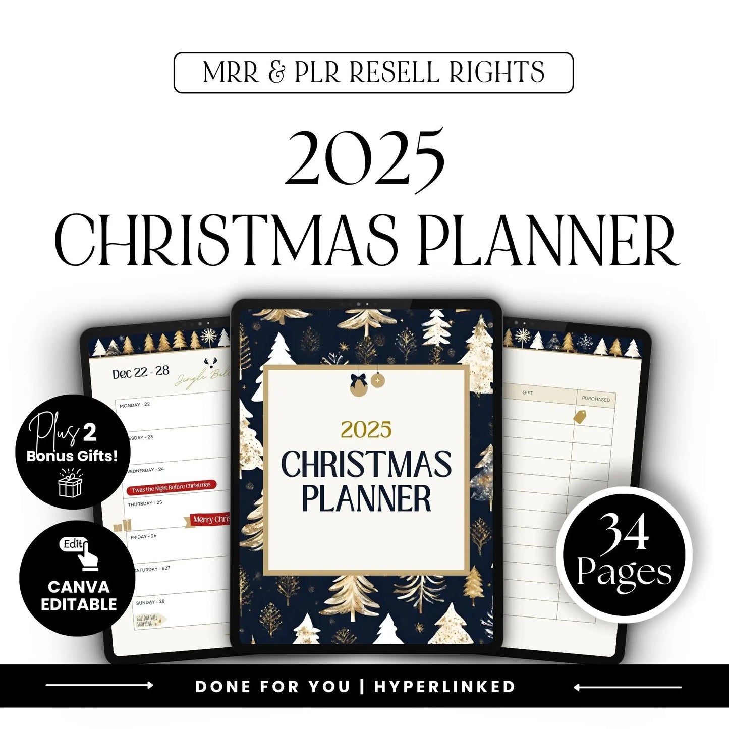 2025 Christmas Planner | Canva Editable Template with MRR and PLR Boundless PLR