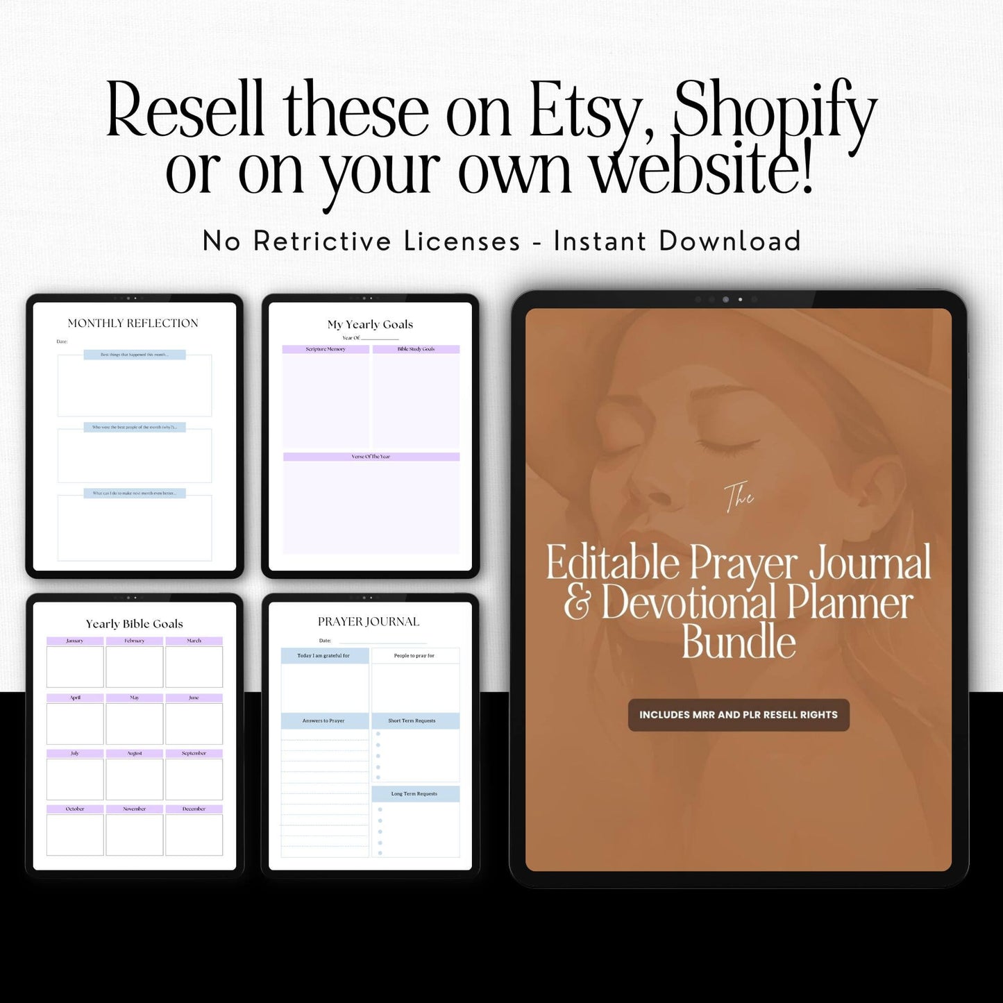 Prayer Journal Bundle | PLR & MRR Resell Rights | Canva Editable Boundless PLR