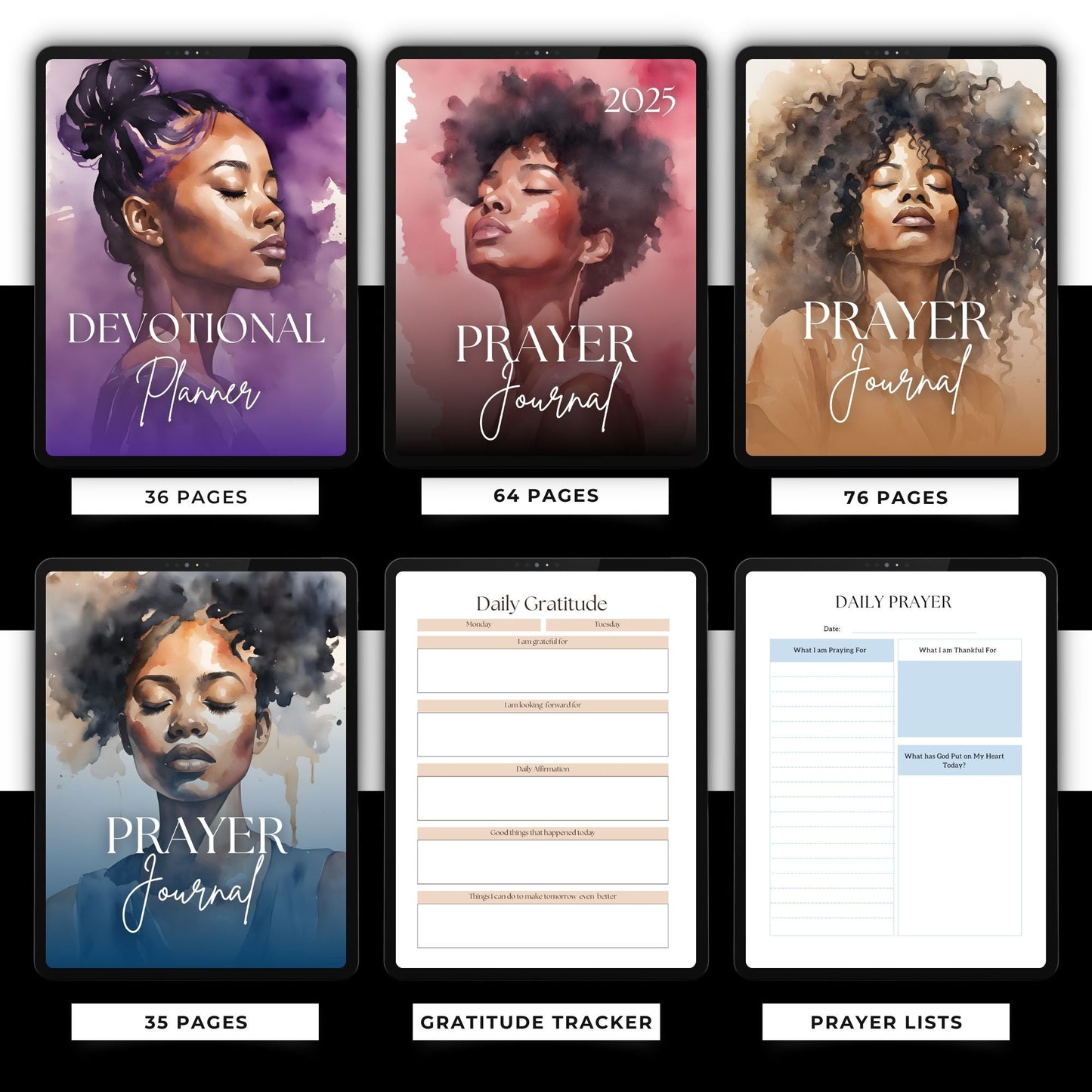 PLR MRR Prayer Journal & Planner Bundle | Black Girl Planner | Resell Rights | Canva Editable Boundless PLR