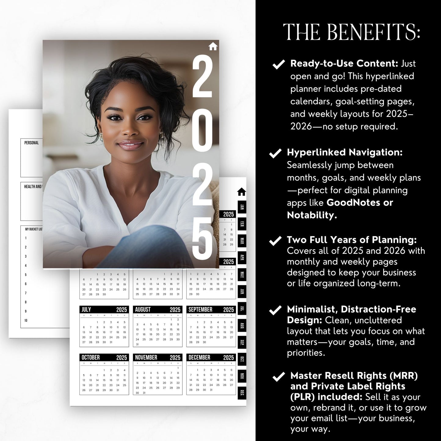 2025–2026 Digital Monthly & Weekly Planner Hyperlinked | Canva Editable | PLR & MRR Included Boundless PLR